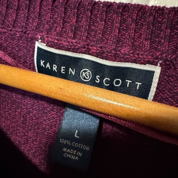 Karen Scott Purple Crew Neck Sweater with Ribbed Detail - Picture 5 of 7